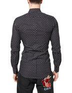 Dolce & Gabbana Black Polka Dot Long Sleeves Gold Formal Shirt - Zeiniez