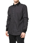 Dolce & Gabbana Black Polka Dot Cotton Formal Dress Shirt - Zeiniez