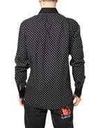 Dolce & Gabbana Black Polka Dot Cotton Formal Dress Shirt - Zeiniez