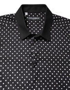 Dolce & Gabbana Black Polka Dot Cotton Formal Dress Shirt - Zeiniez