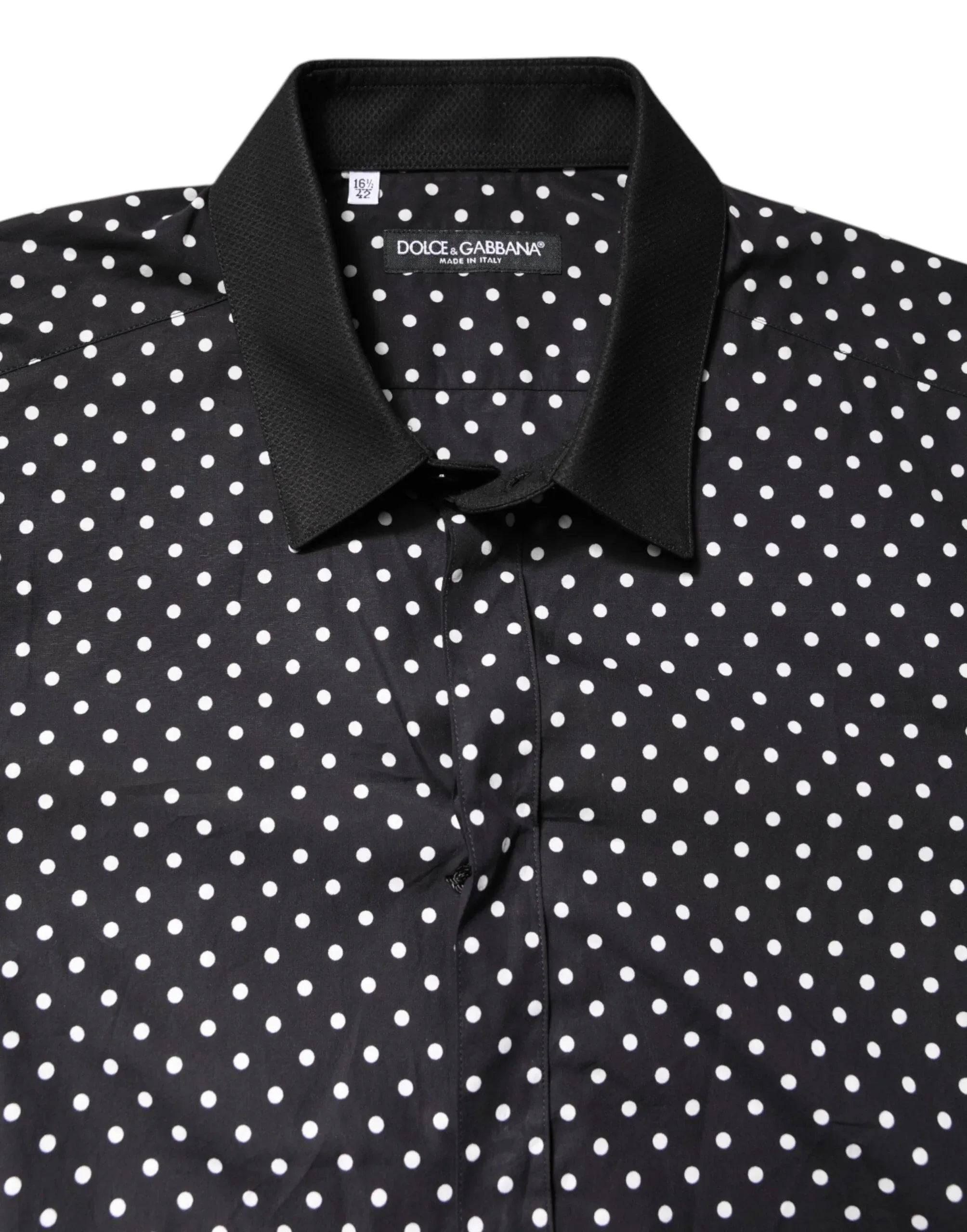 Dolce & Gabbana Black Polka Dot Cotton Formal Dress Shirt - Zeiniez