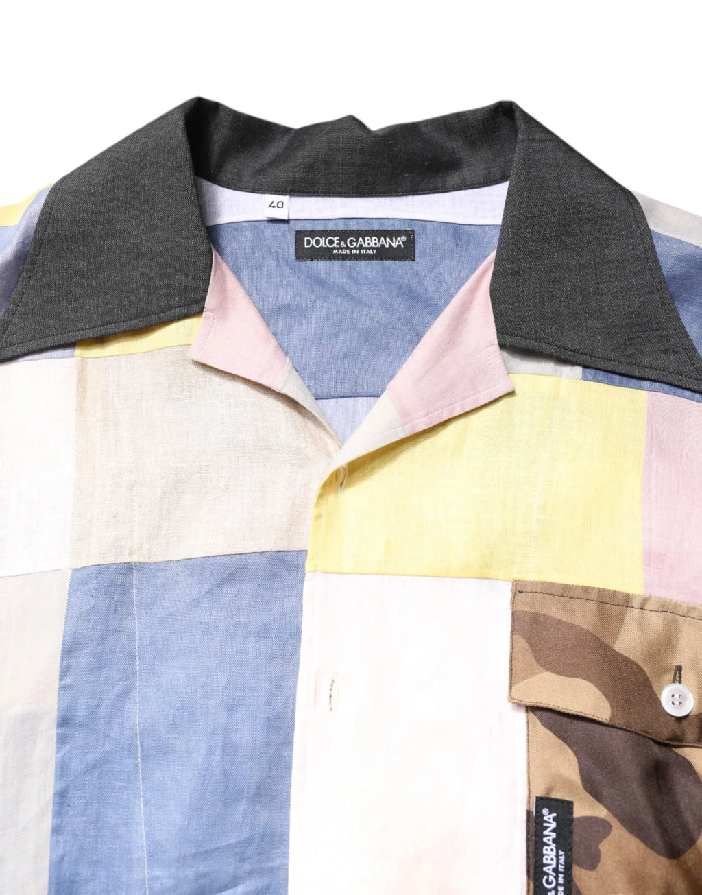 Dolce & Gabbana Multicolor Patchwork Short Sleeve Shirt - Zeiniez