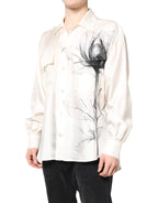 Dolce & Gabbana Ivory Silk Long Sleeves Men Casual Shirt - Zeiniez