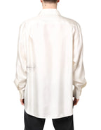 Dolce & Gabbana Ivory Silk Long Sleeves Men Casual Shirt - Zeiniez