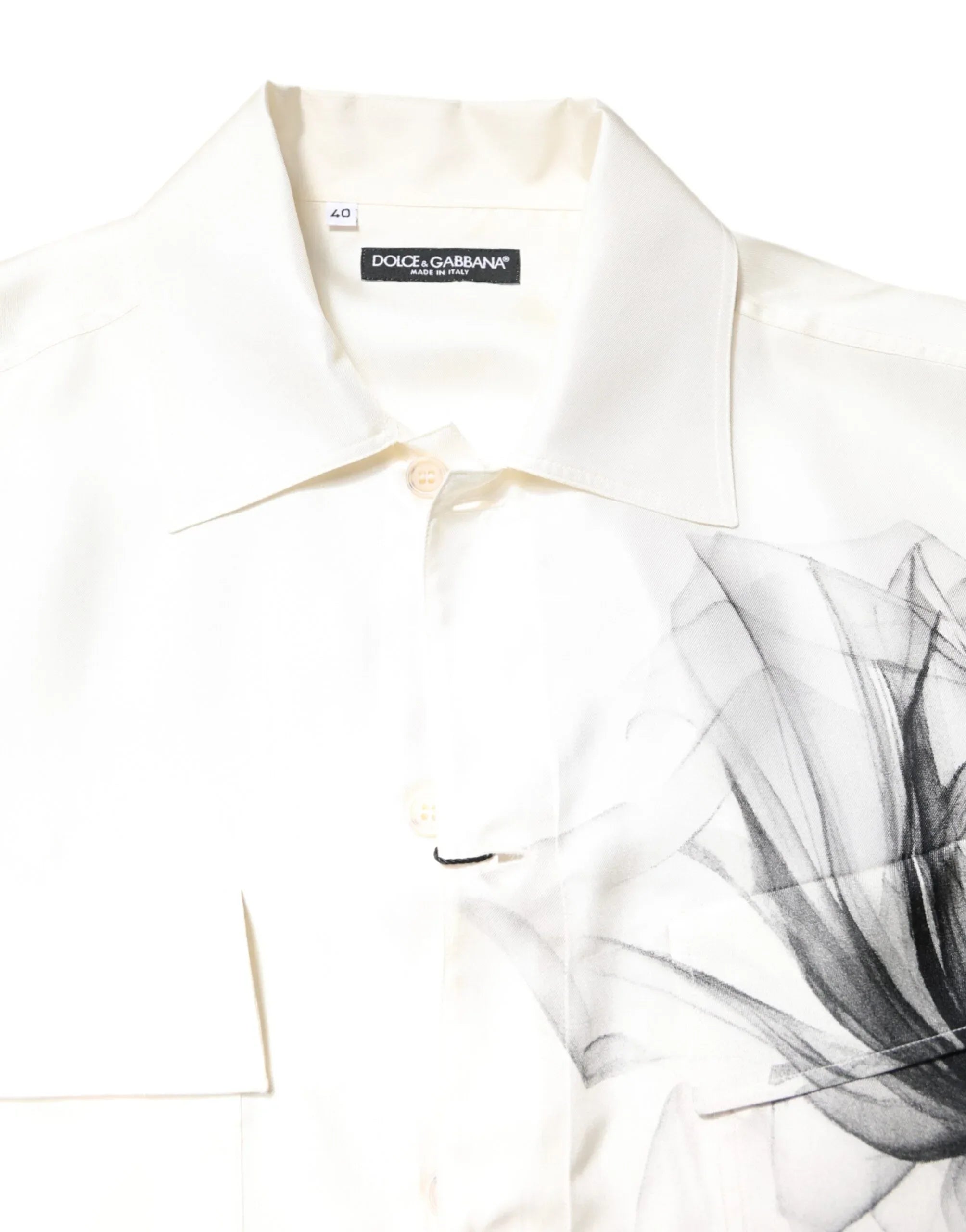 Dolce & Gabbana Ivory Silk Long Sleeves Men Casual Shirt - Zeiniez