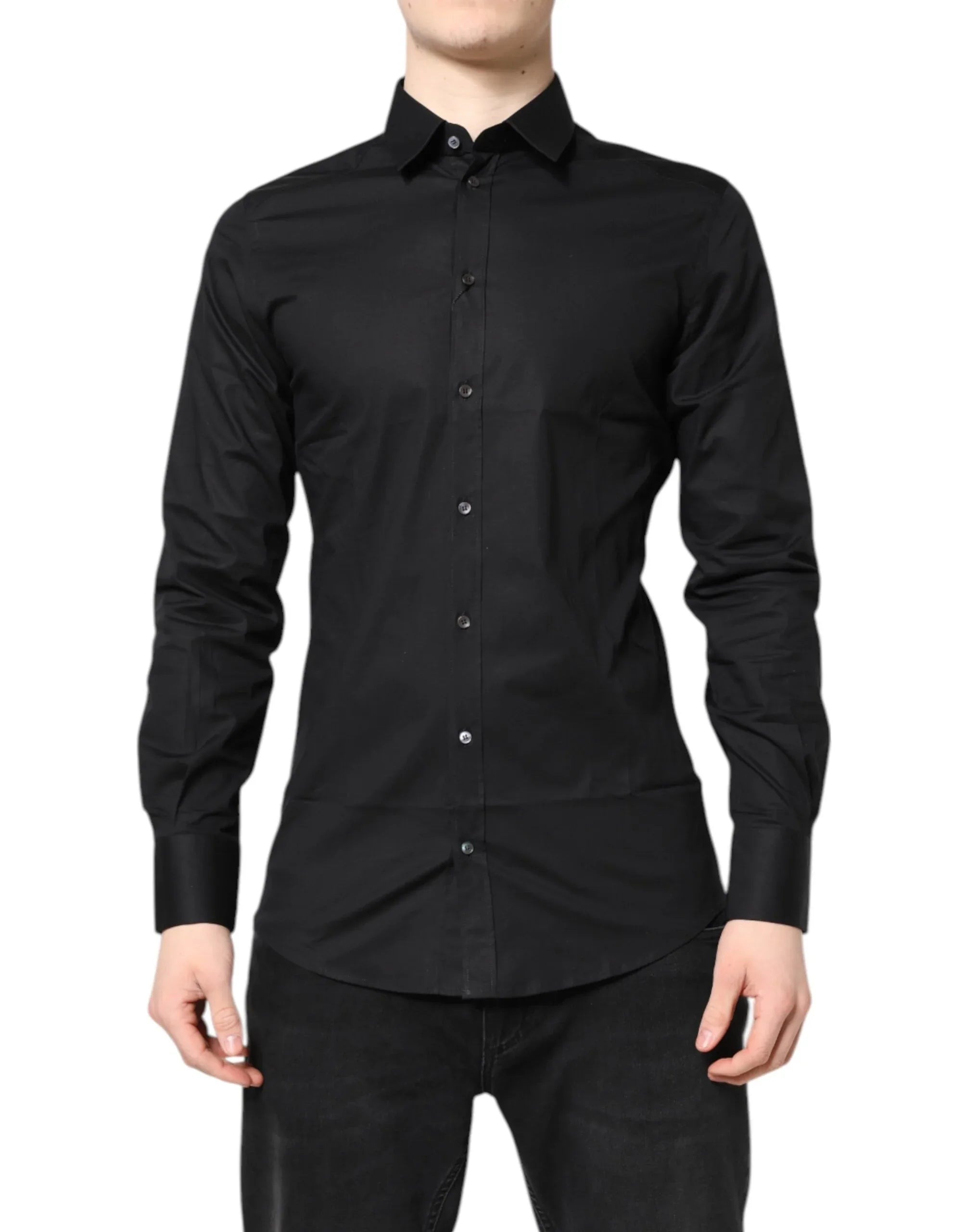 Dolce & Gabbana Black GOLD Cotton Long Sleeves Dress Shirt - Zeiniez