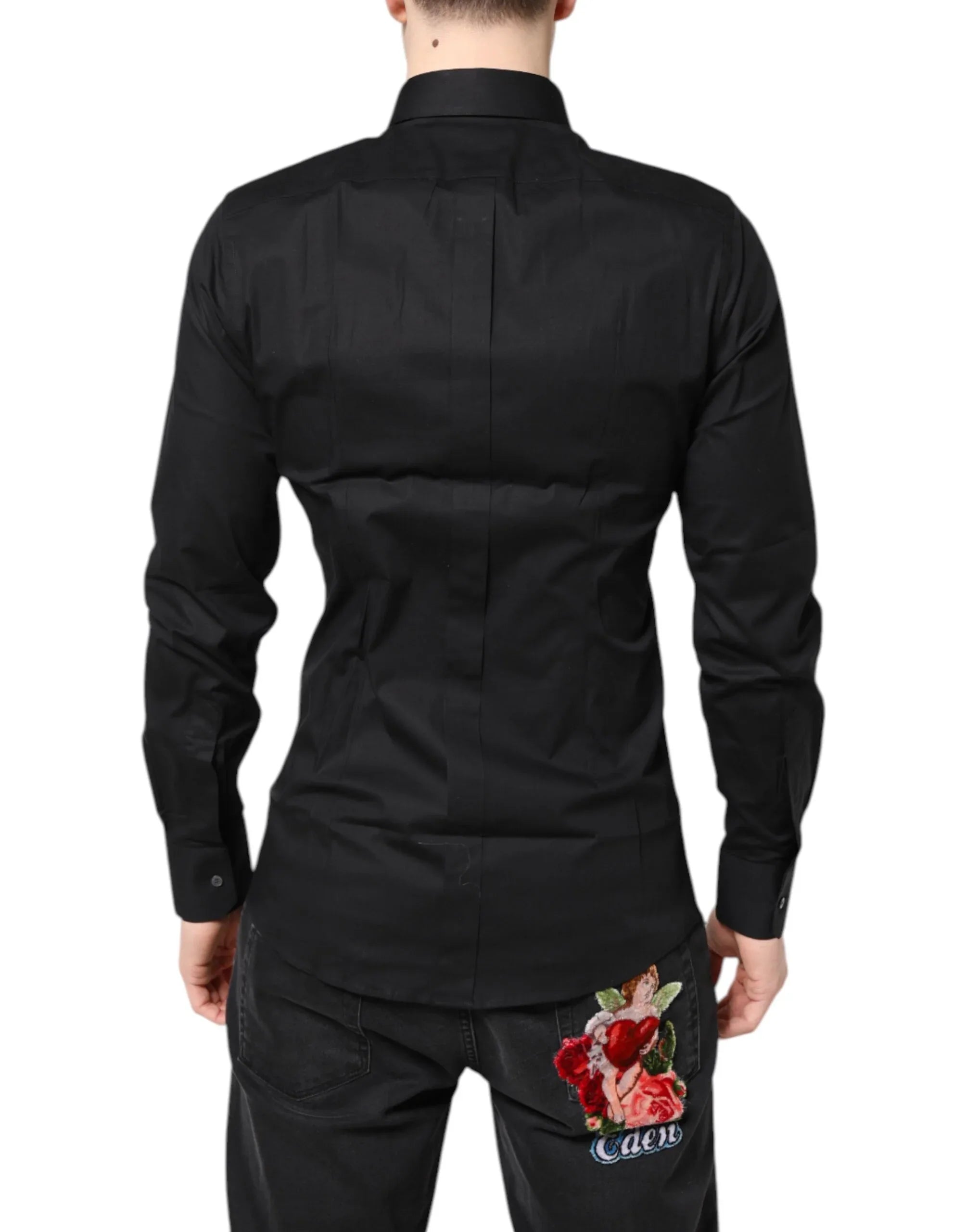 Dolce & Gabbana Black GOLD Cotton Long Sleeves Dress Shirt - Zeiniez