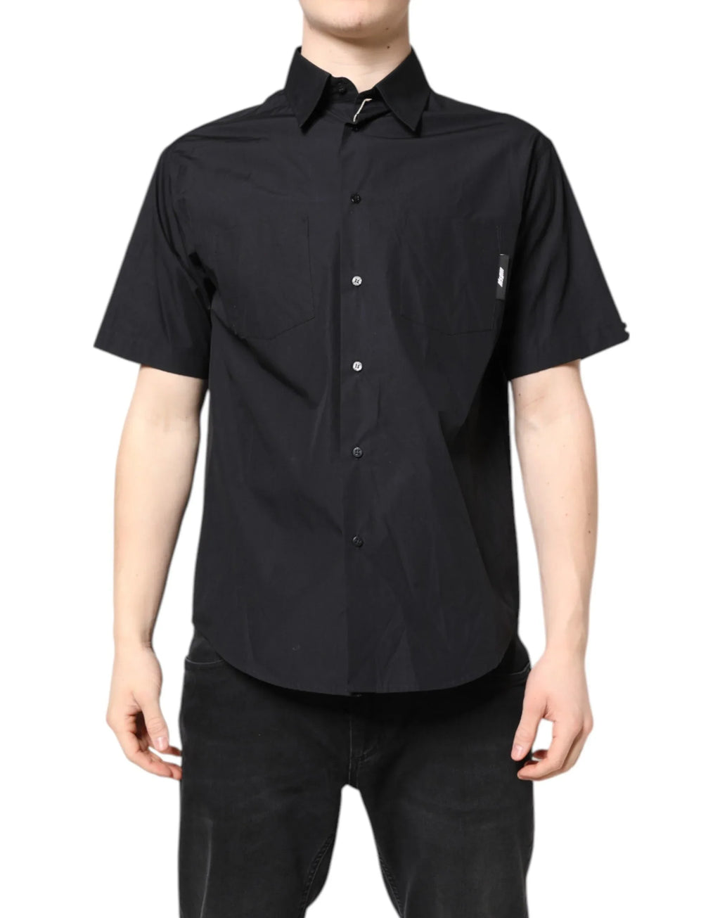 MSGM Black Printed Short Sleeves Collared Men Casual Shirt - Zeiniez