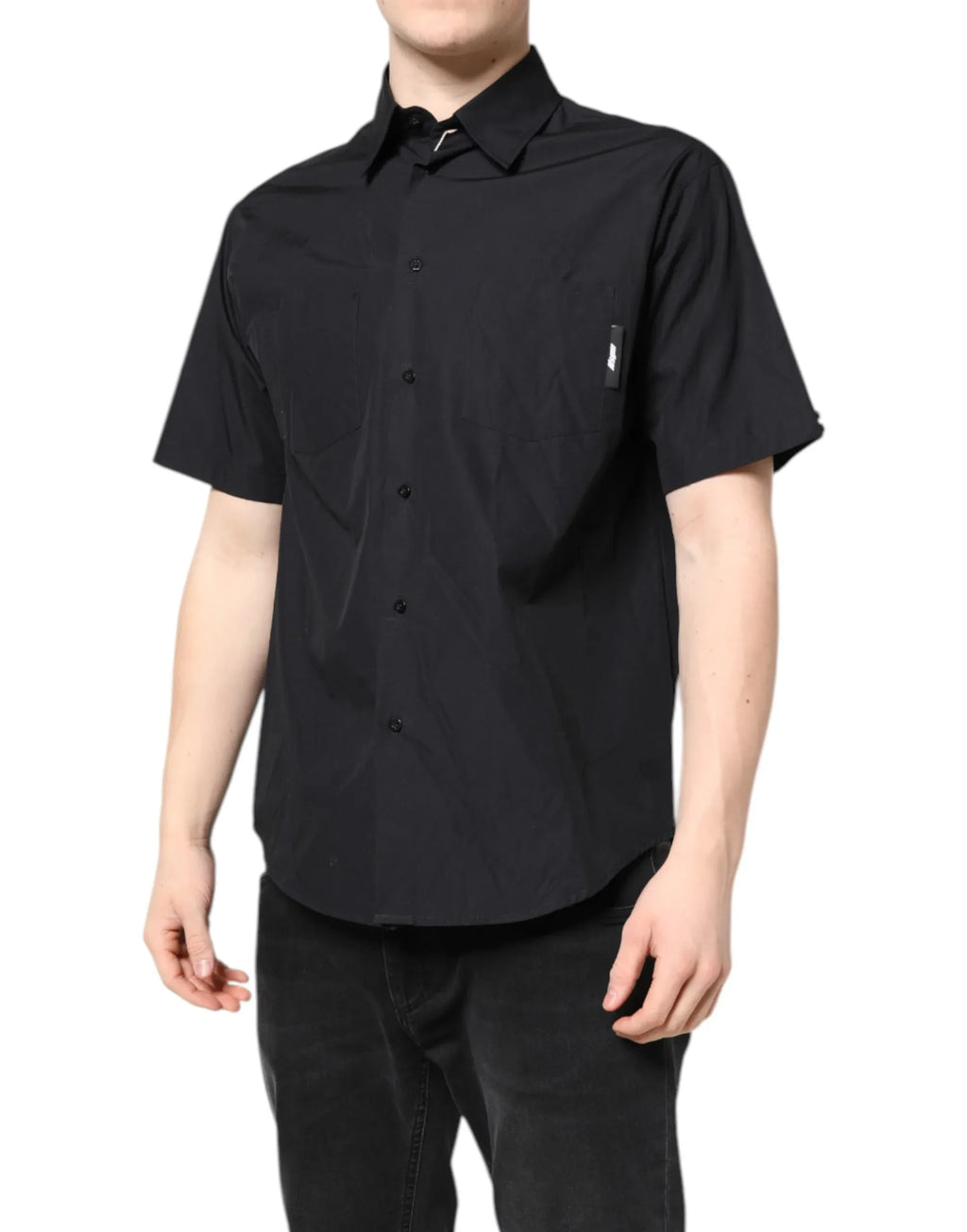 MSGM Black Printed Short Sleeves Collared Men Casual Shirt - Zeiniez