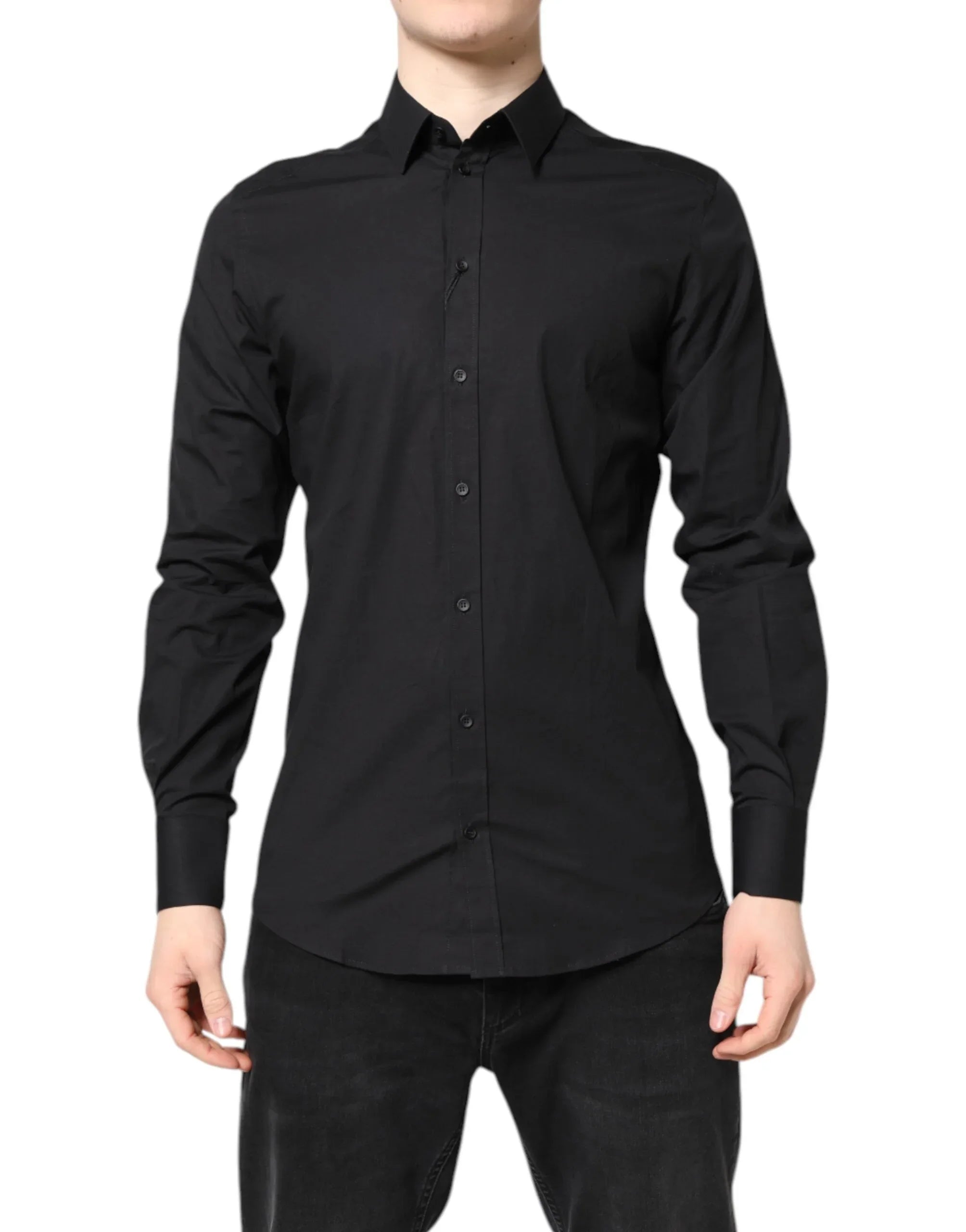Dolce & Gabbana Black GOLD Cotton Dress Formal Shirt - Zeiniez