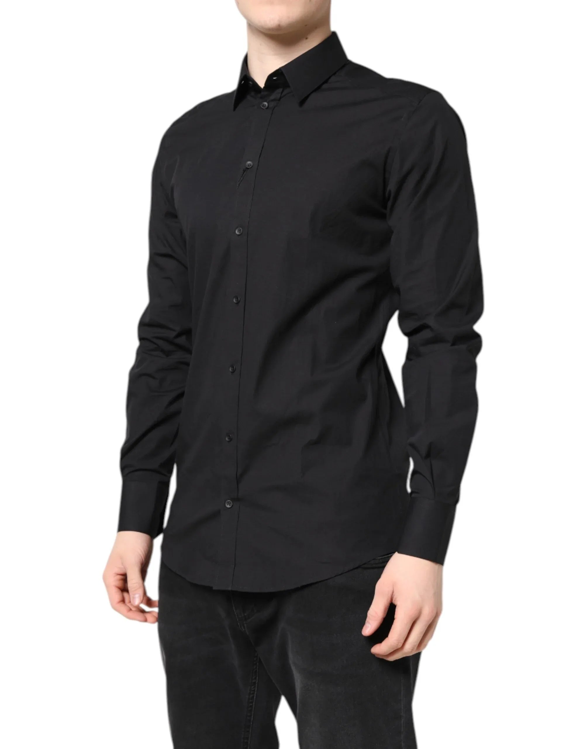 Dolce & Gabbana Black GOLD Cotton Dress Formal Shirt - Zeiniez