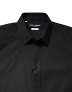 Dolce & Gabbana Black GOLD Cotton Dress Formal Shirt - Zeiniez