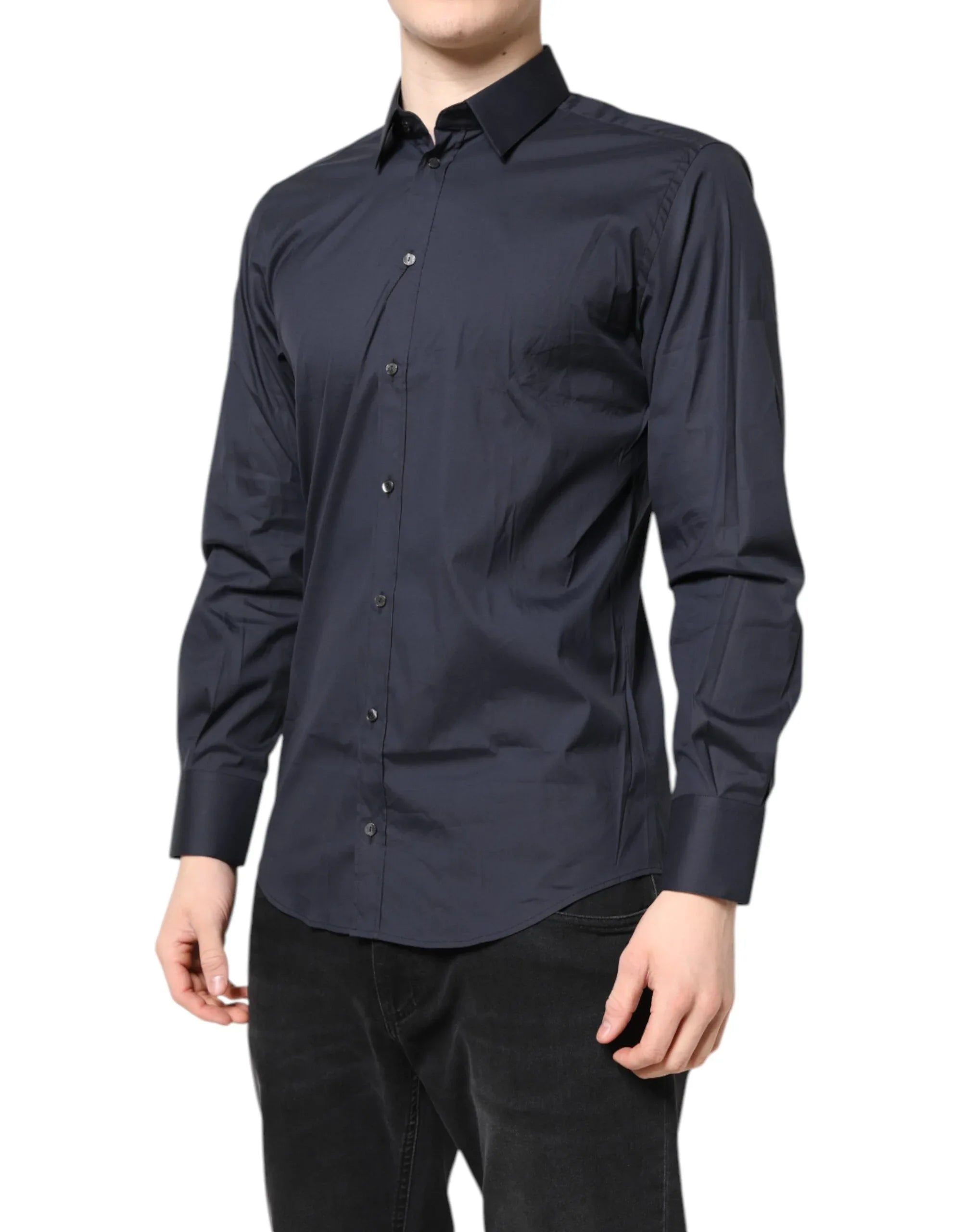 Dolce & Gabbana Dark Blue MARTINI Cotton Dress Formal Shirt - Zeiniez