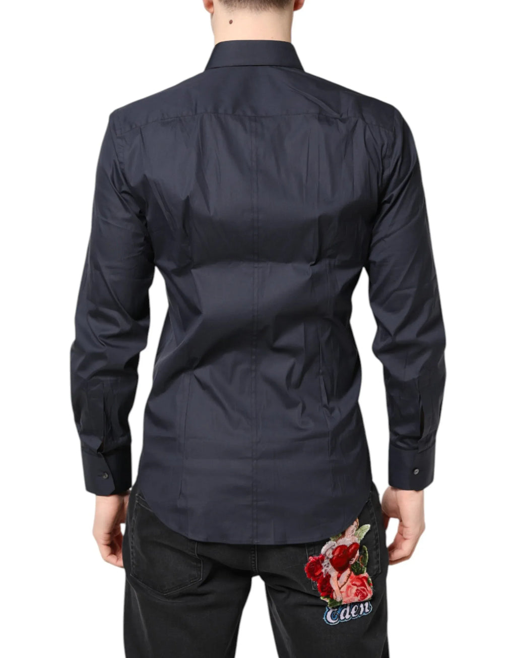 Dolce & Gabbana Dark Blue MARTINI Cotton Dress Formal Shirt - Zeiniez