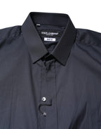 Dolce & Gabbana Dark Blue MARTINI Cotton Dress Formal Shirt - Zeiniez