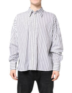 Dolce & Gabbana White Black Stripe Button Down Casual Shirt - Zeiniez