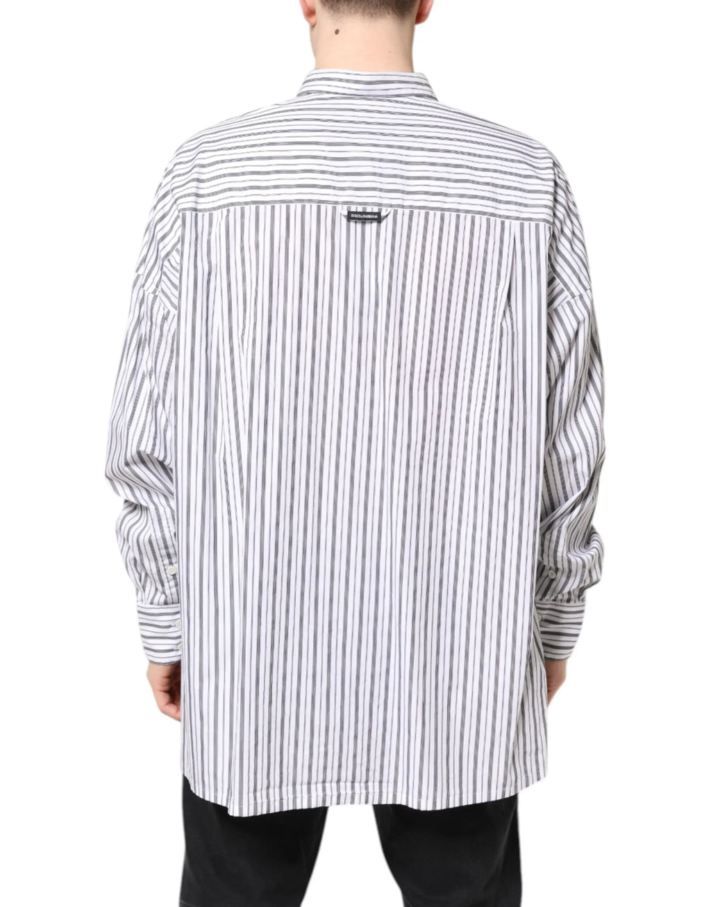 Dolce & Gabbana White Black Stripe Button Down Casual Shirt - Zeiniez