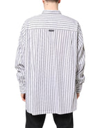Dolce & Gabbana White Black Stripe Button Down Casual Shirt - Zeiniez