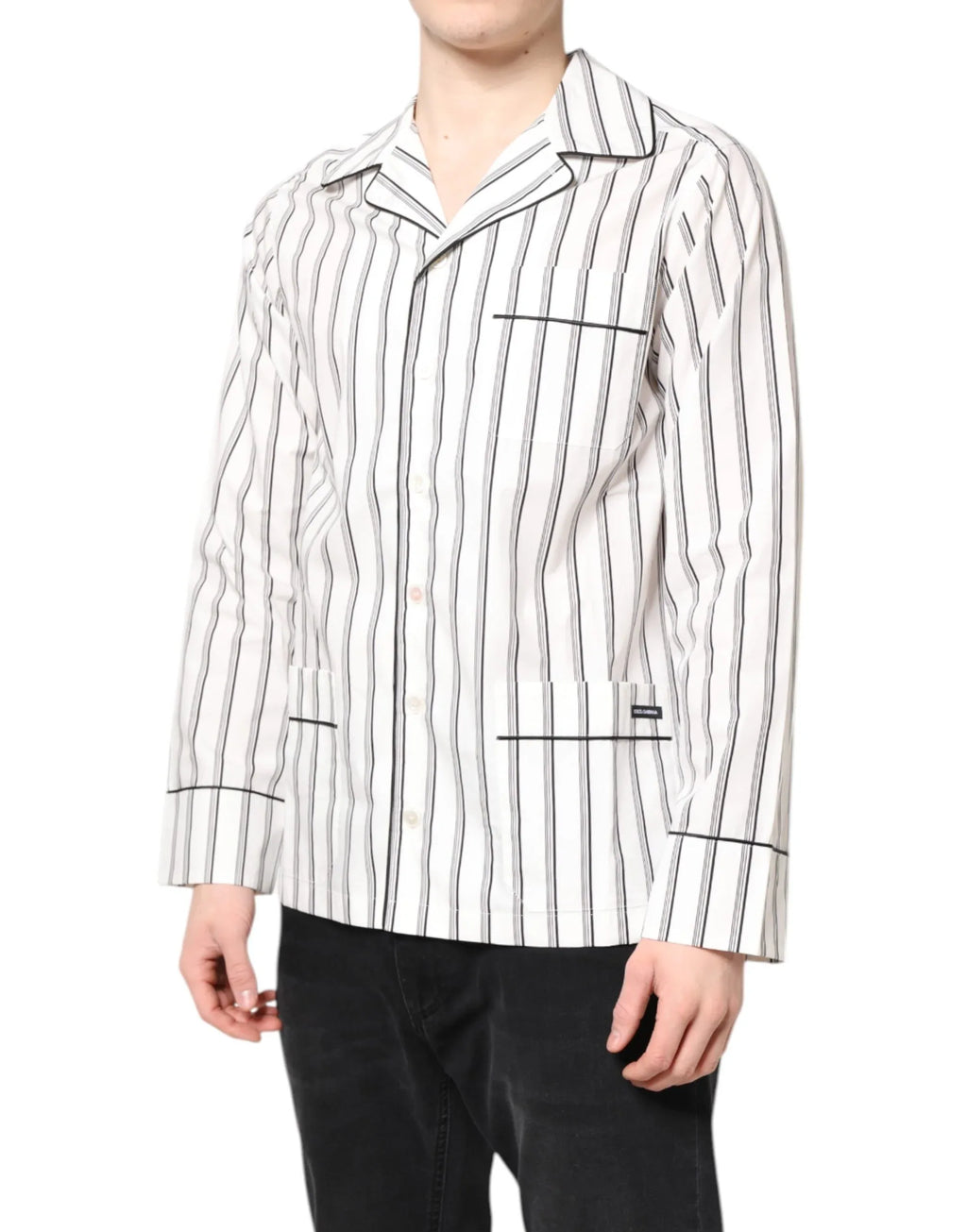 Dolce & Gabbana White Stripes Lounge Pajama Sleepwear Shirt - Zeiniez