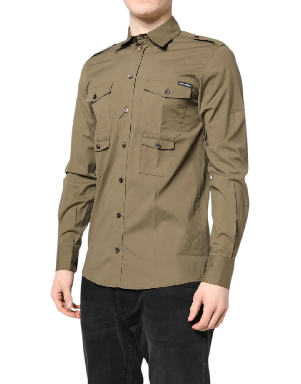 Dolce & Gabbana Brown Cotton Stretch Casual Long Sleeves Shirt - Zeiniez