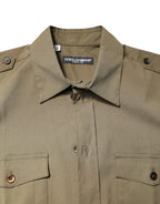 Dolce & Gabbana Brown Cotton Stretch Casual Long Sleeves Shirt - Zeiniez