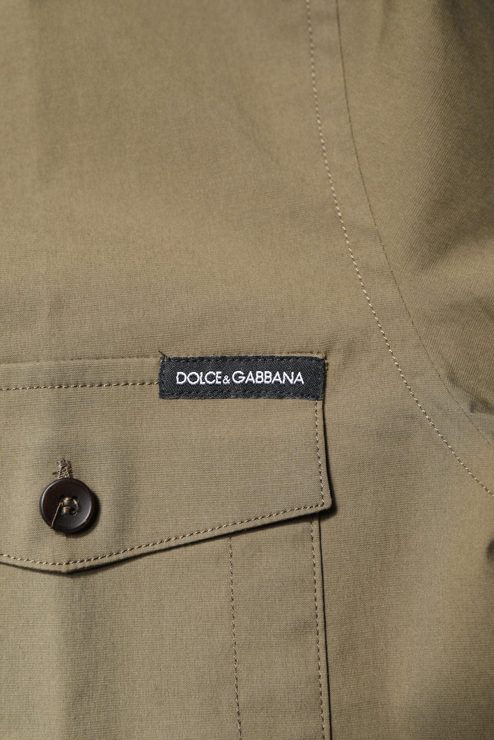 Dolce & Gabbana Brown Cotton Stretch Casual Long Sleeves Shirt - Zeiniez