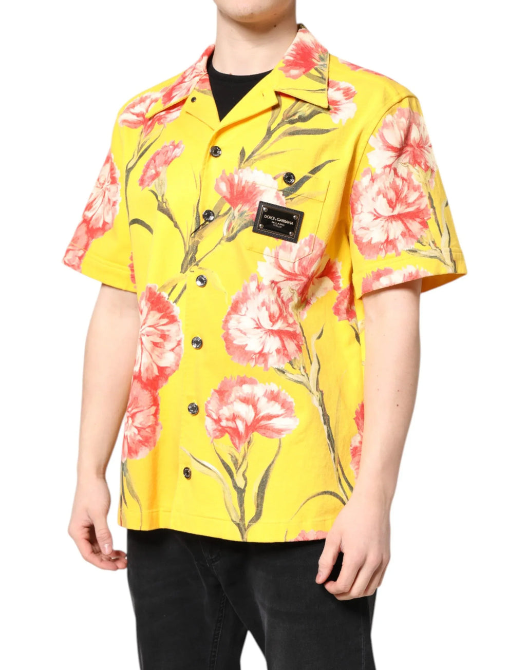 Dolce & Gabbana Yellow Floral Men Button Down Casual Shirt - Zeiniez