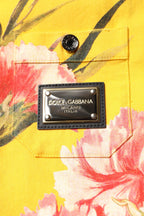 Dolce & Gabbana Yellow Floral Men Button Down Casual Shirt - Zeiniez