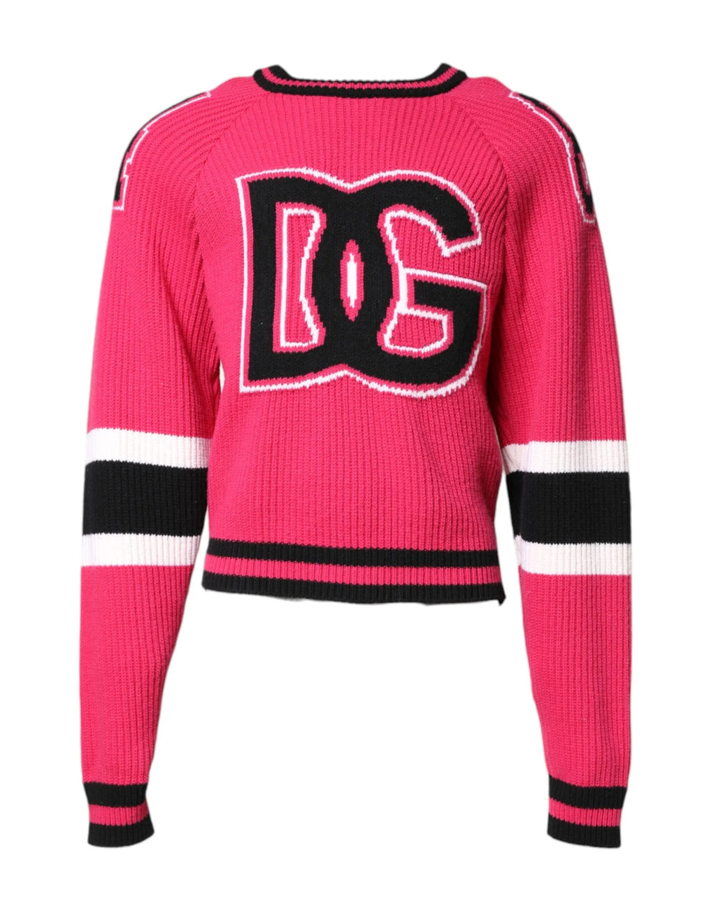 Dolce & Gabbana Pink Cotton Logo Print Knit Pullover Sweater - Zeiniez