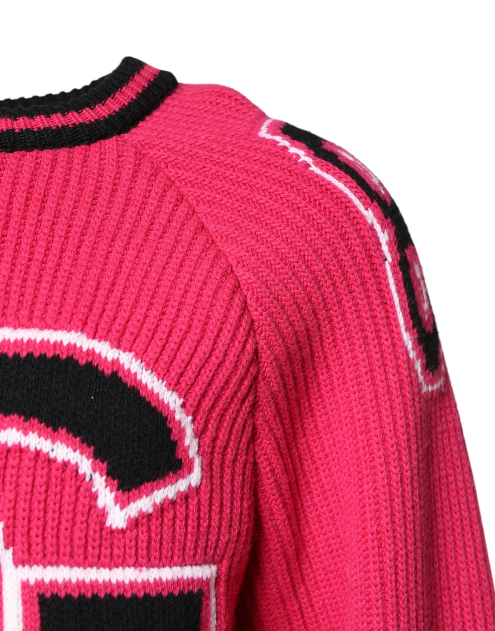 Dolce & Gabbana Pink Cotton Logo Print Knit Pullover Sweater - Zeiniez