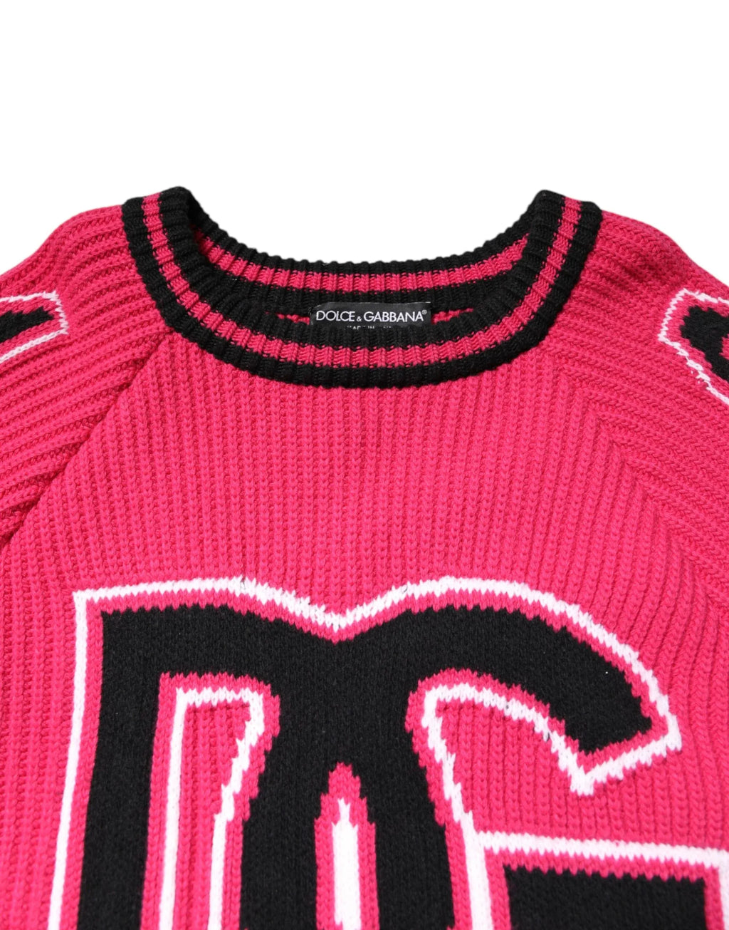 Dolce & Gabbana Pink Cotton Logo Print Knit Pullover Sweater - Zeiniez
