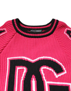 Dolce & Gabbana Pink Cotton Logo Print Knit Pullover Sweater - Zeiniez