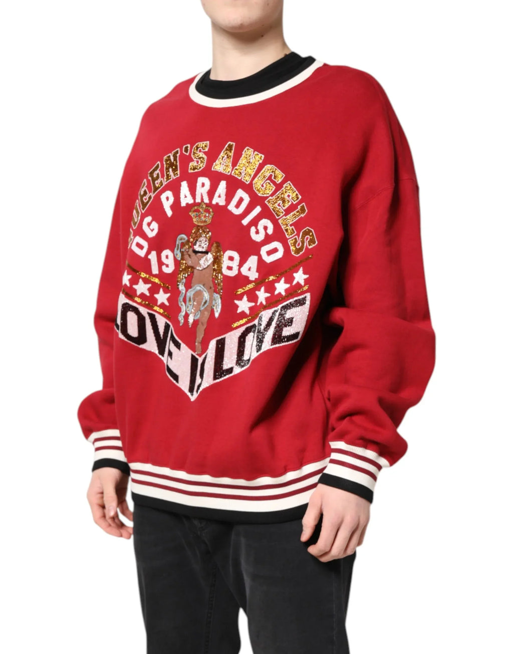 Dolce & Gabbana Red Sequin Knit Pullover Sweatshirt Sweater - Zeiniez