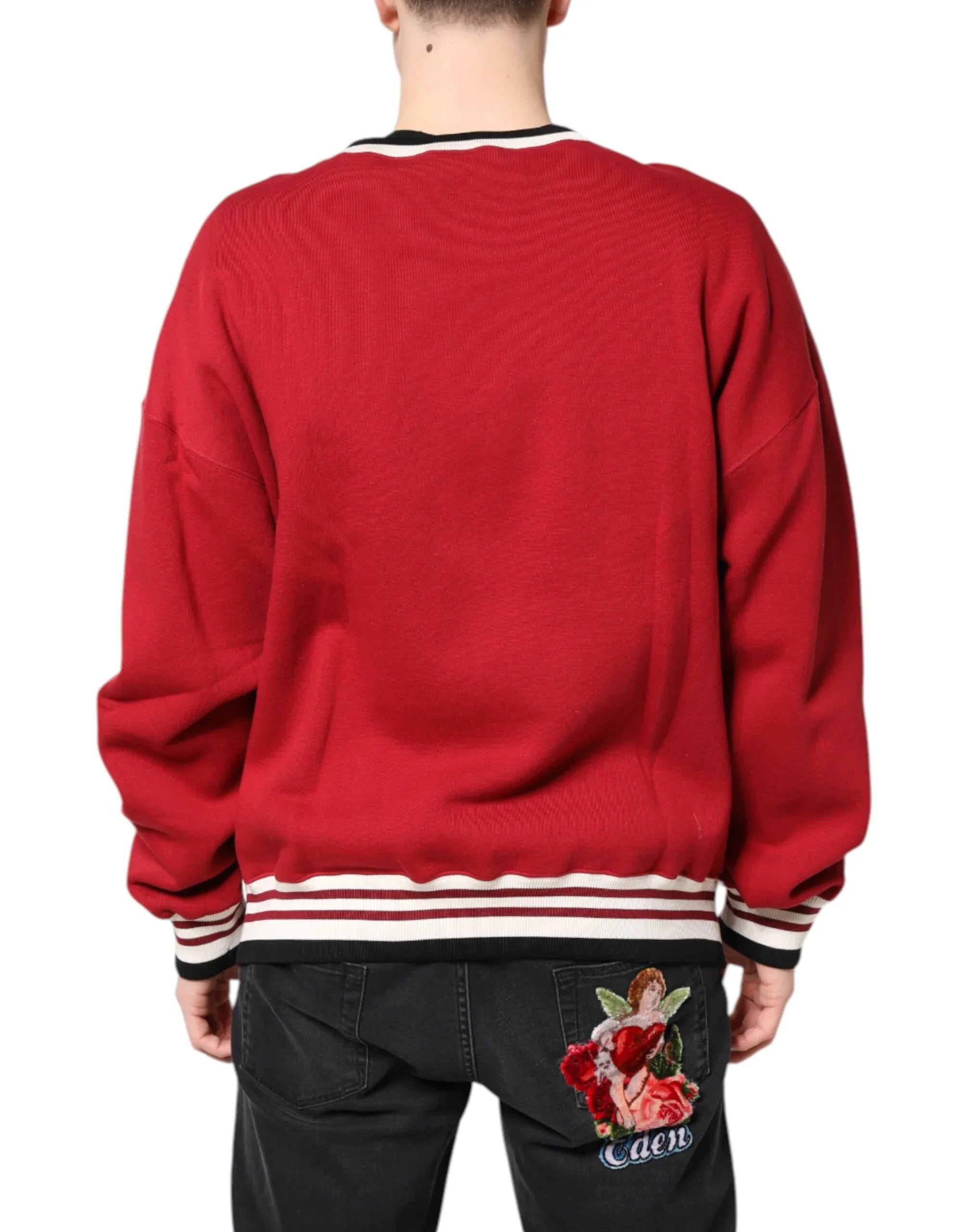 Dolce & Gabbana Red Sequin Knit Pullover Sweatshirt Sweater - Zeiniez