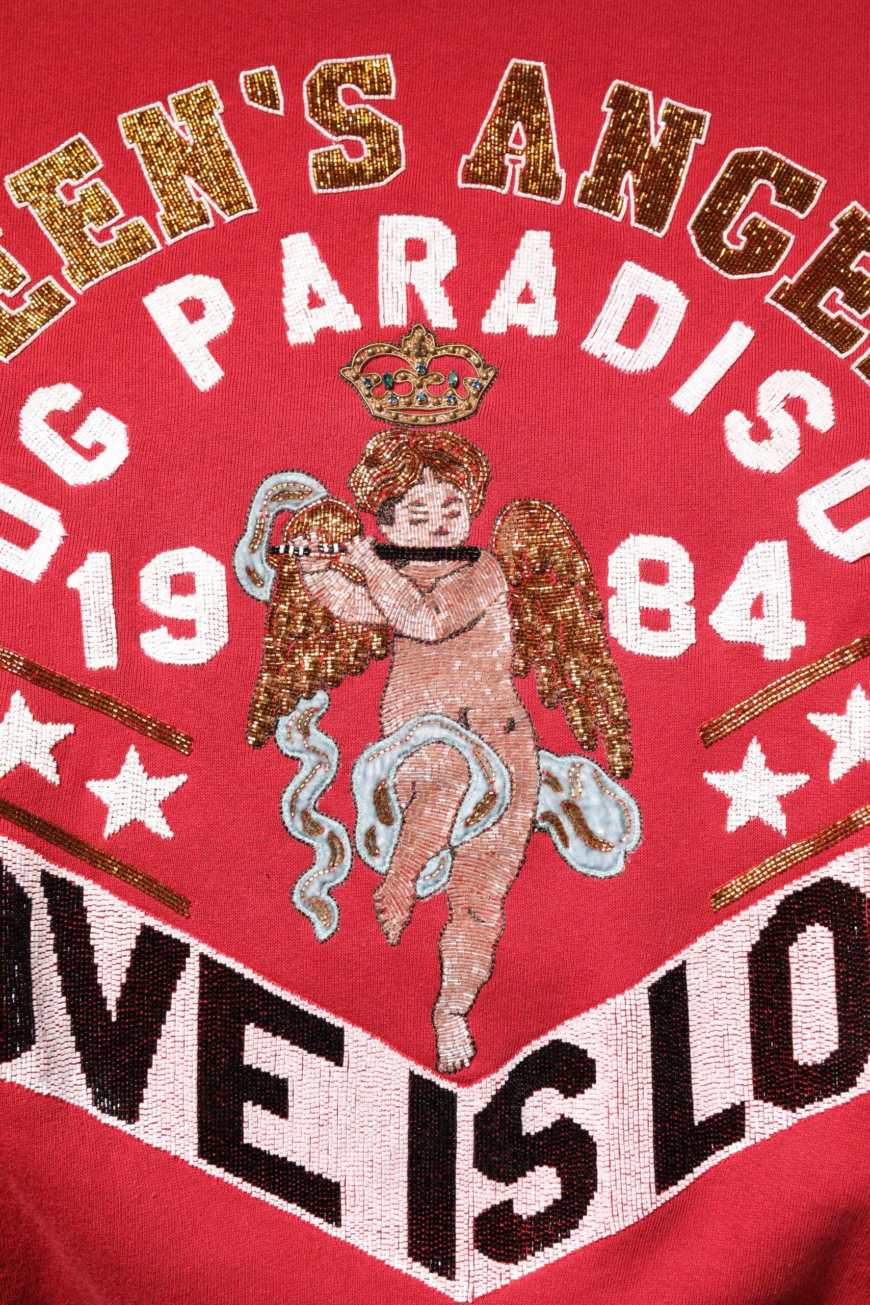 Dolce & Gabbana Red Sequin Knit Pullover Sweatshirt Sweater - Zeiniez