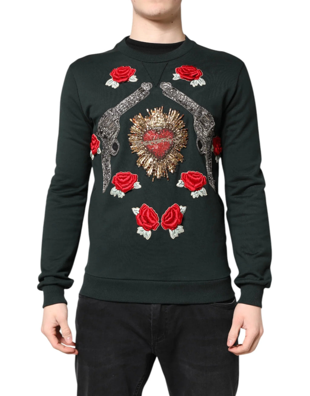 Dolce & Gabbana Black Sequined Embellished Pullover Sweater - Zeiniez