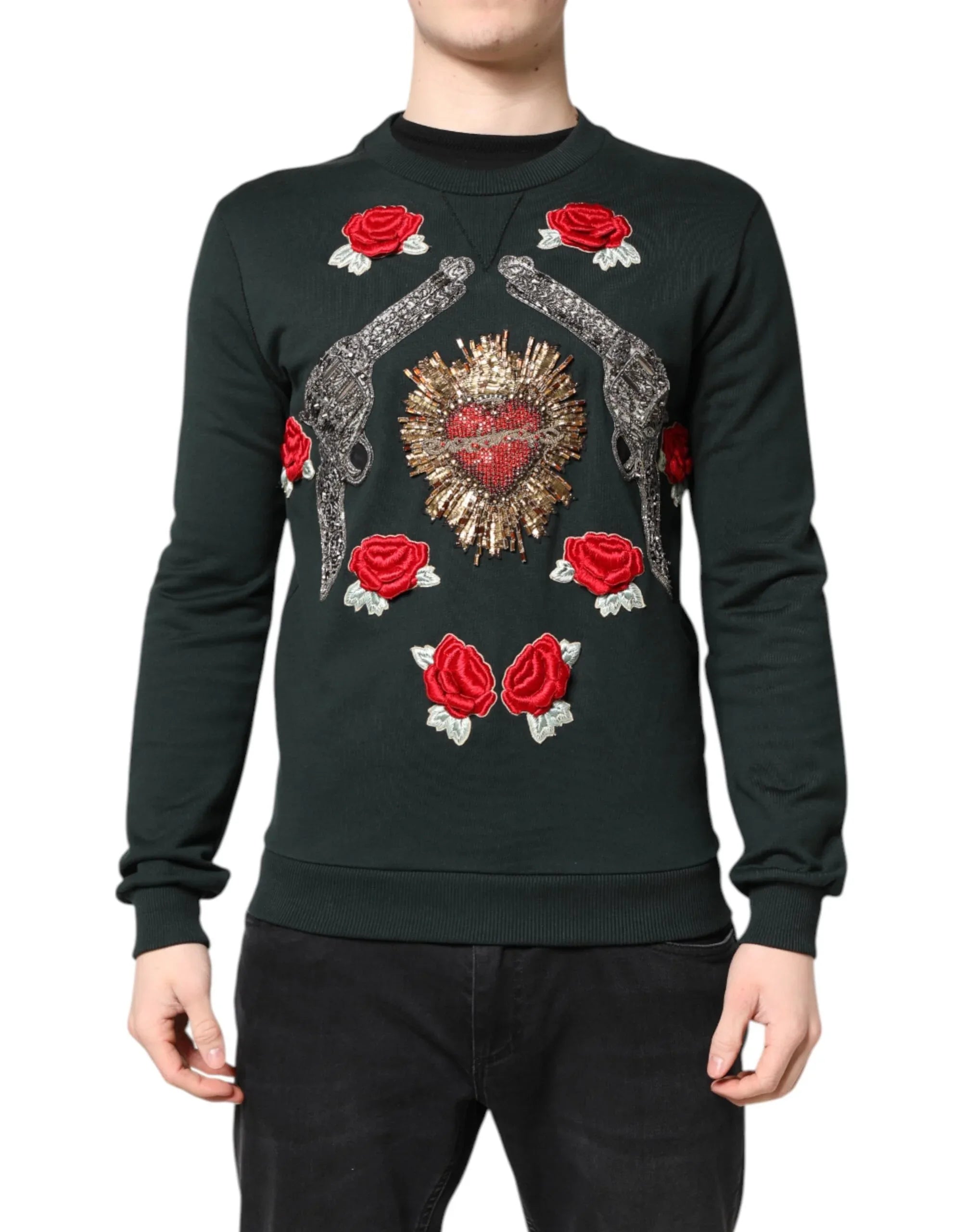 Dolce & Gabbana Black Sequined Embellished Pullover Sweater - Zeiniez