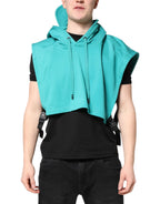 Dolce & Gabbana Green Cotton Hooded Men Sportswear Vest Sweater - Zeiniez