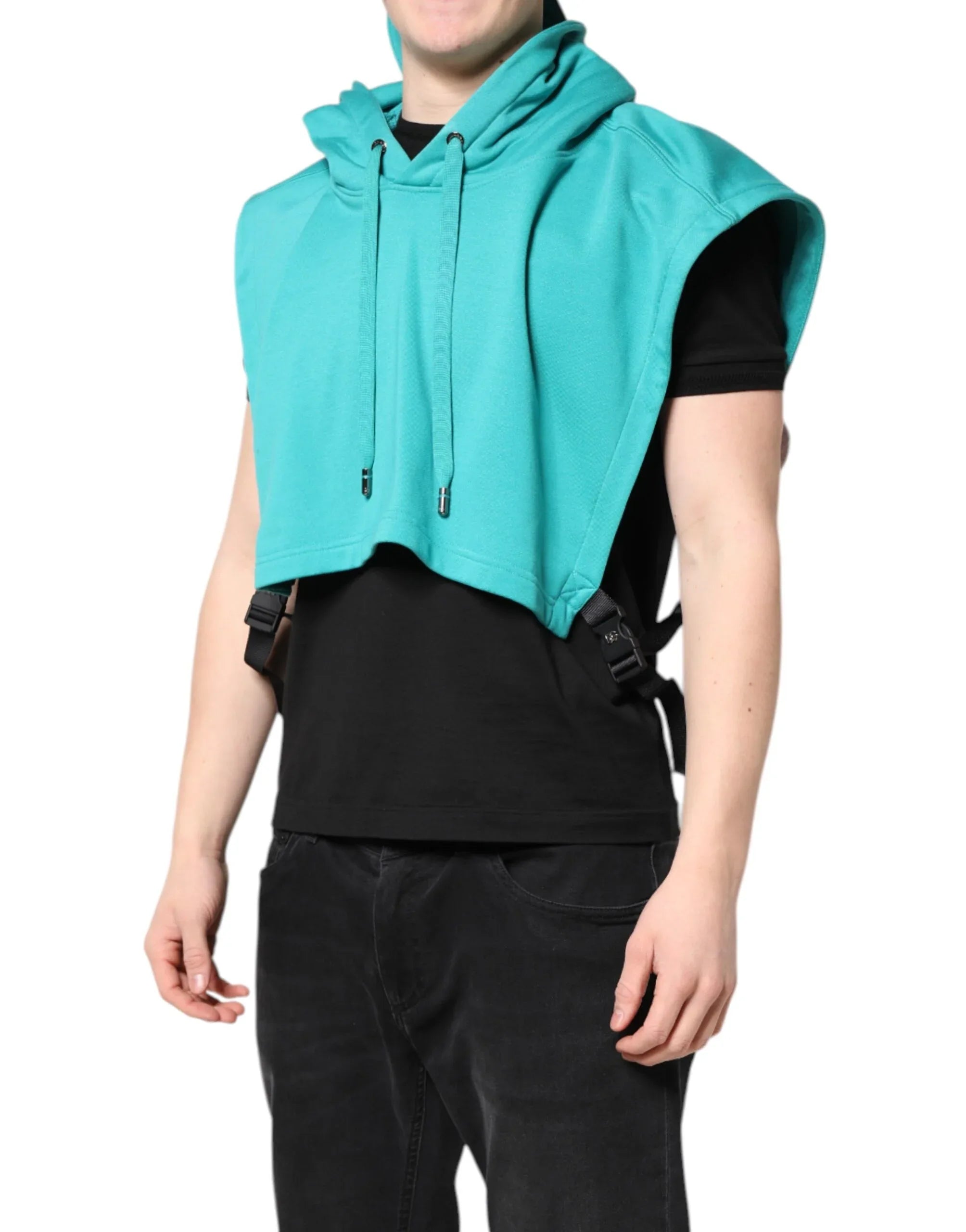 Dolce & Gabbana Green Cotton Hooded Men Sportswear Vest Sweater - Zeiniez
