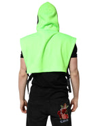 Dolce & Gabbana Green Polyester Hooded Sportswear Vest Sweater - Zeiniez