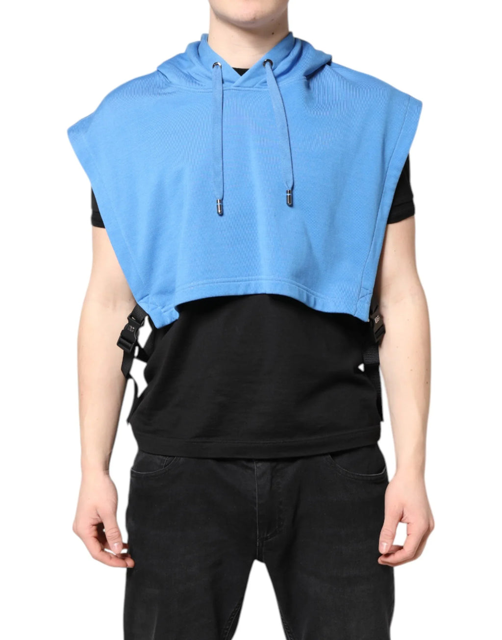 Dolce & Gabbana Blue Cotton Hooded Men Sportswear Vest Sweater - Zeiniez