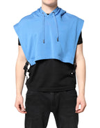 Dolce & Gabbana Blue Cotton Hooded Men Sportswear Vest Sweater - Zeiniez