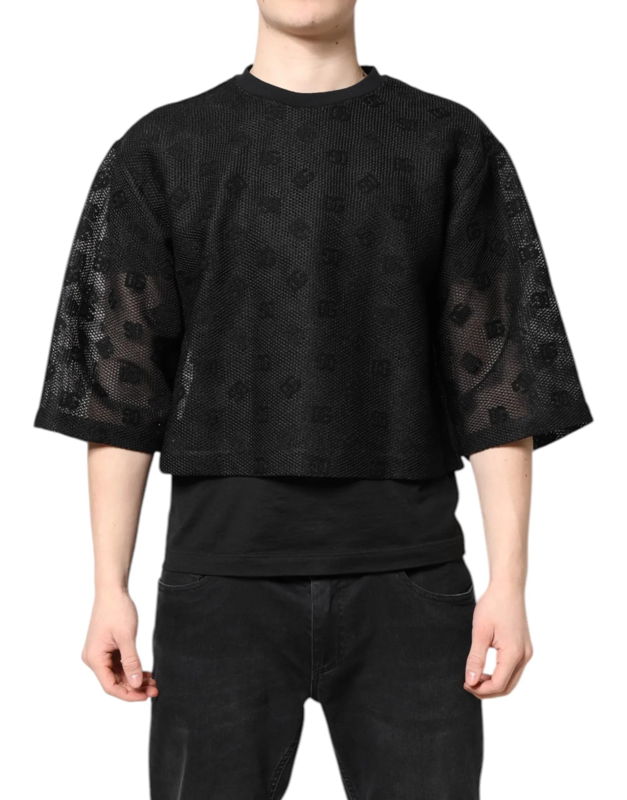 Dolce & Gabbana Black See Through Logo Short Sleeves T-shirt - Zeiniez