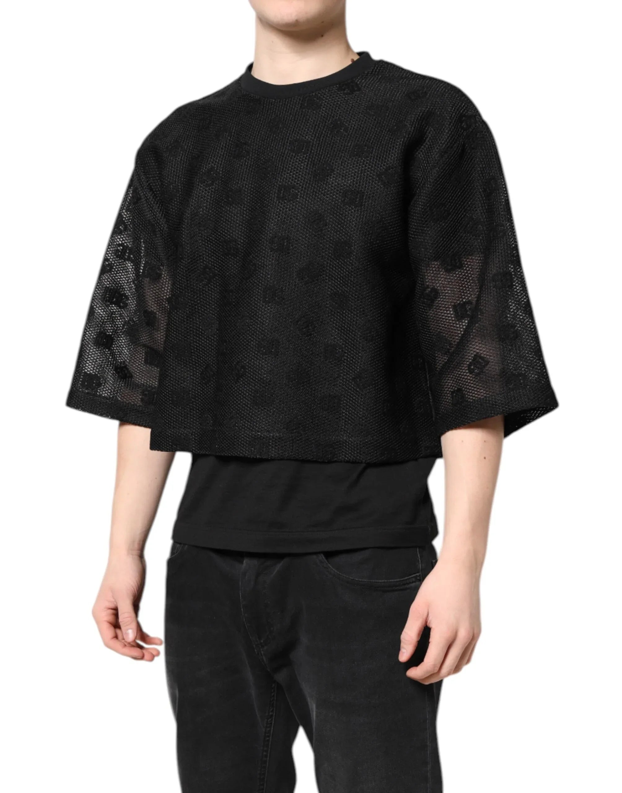 Dolce & Gabbana Black See Through Logo Short Sleeves T-shirt - Zeiniez