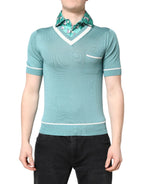 Dolce & Gabbana Green Printed Collared Short Sleeve T-shirt - Zeiniez