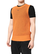 Dolce & Gabbana Orange Cashmere Round Neck Sleeveless T-shirt - Zeiniez