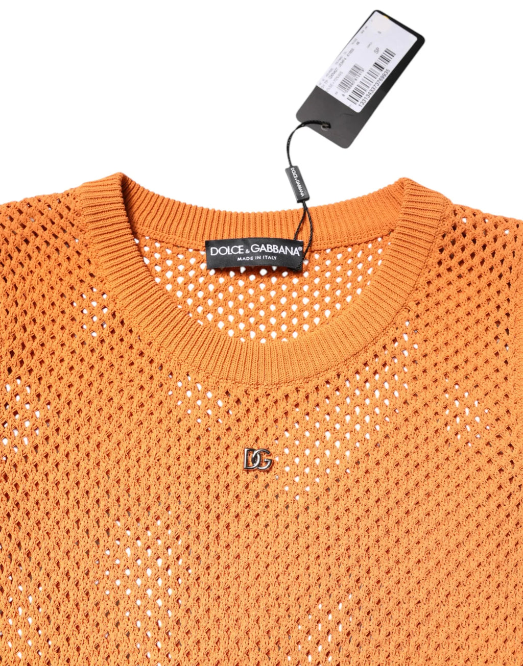 Dolce & Gabbana Orange Cashmere Round Neck Sleeveless T-shirt - Zeiniez