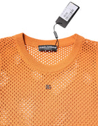 Dolce & Gabbana Orange Cashmere Round Neck Sleeveless T-shirt - Zeiniez