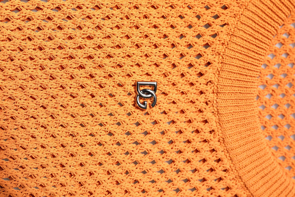 Dolce & Gabbana Orange Cashmere Round Neck Sleeveless T-shirt - Zeiniez