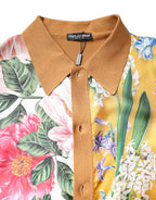 Dolce & Gabbana Brown Floral Collared Short Sleeve T-shirt - Zeiniez